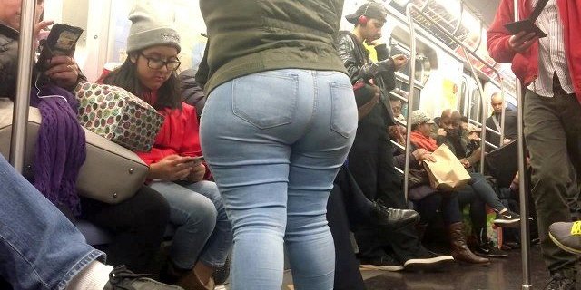 Latina Fat Ass in Yoga Pants Walking.