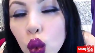 Muzzie reccomend dark purple lipstick kisses
