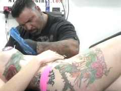 Tattooed girl masturbate tight pussy